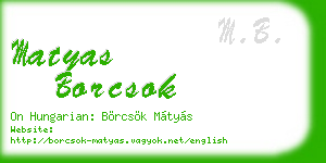 matyas borcsok business card